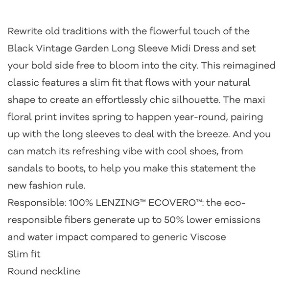 Farm Rio Black Vintage Garden Long Sleeve Midi-Dress (Size XL/NWT) - Picture 7 of 11